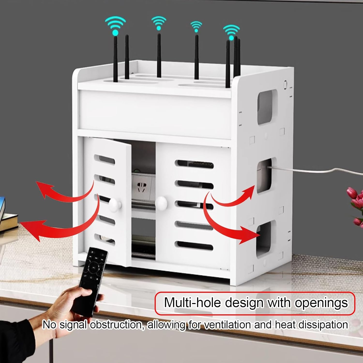 中空デザインのWiFiルーターキャビネット、WiFiボックスハイダー収納